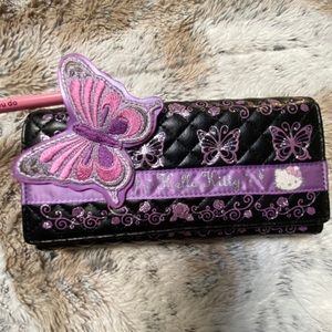 rare sanrio hello kitty butterfly long wallet